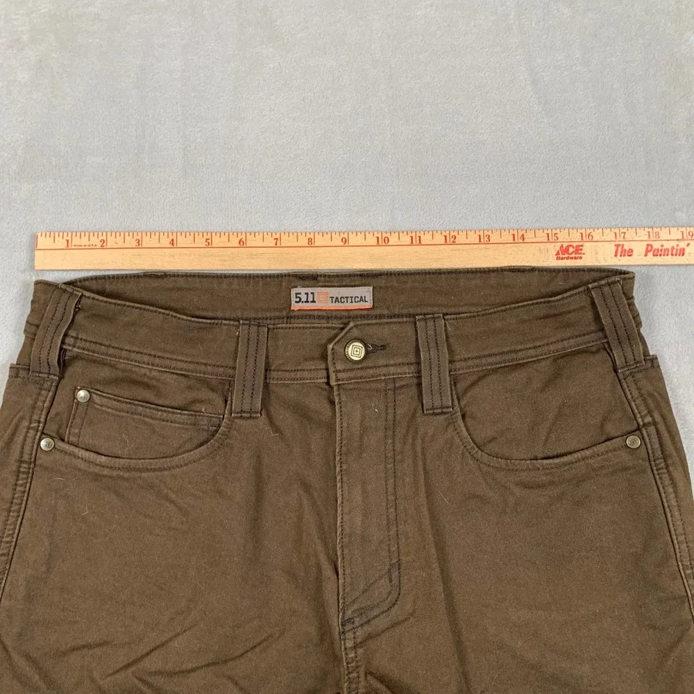 5.11 Tactical Defender-Flex Pants Mens 34x30 Brown Slim Fit Twill Outdoor
